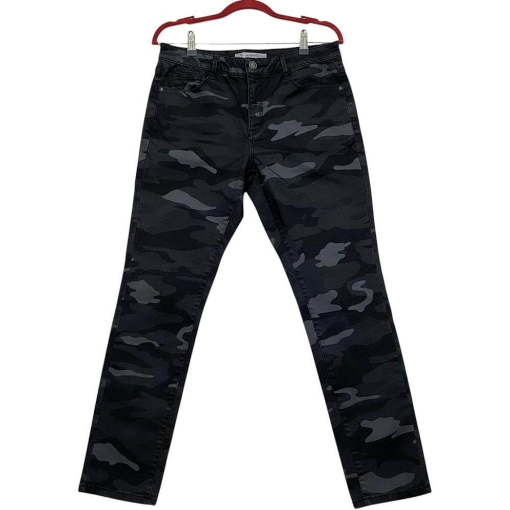 Wit & Wisdom Ab-solution Camo Skinny Ankle Pants Black Charcoal 10P Petite
